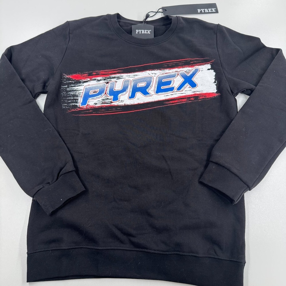 NEW Pyrex Graphic Long Sleeve T-Shirt MENS Black Streetwear SIZE MEDIUM